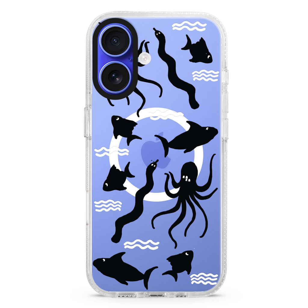 Water, Ocean and Sea Animals MagSafe Compatible iPhone 16 Ultra Clear Case - Personalized and Stylish Protection