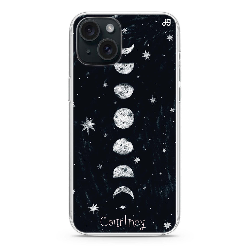 Phases of the moon iPhone 15 Plus MagSafe Compatible Ultra Clear Case