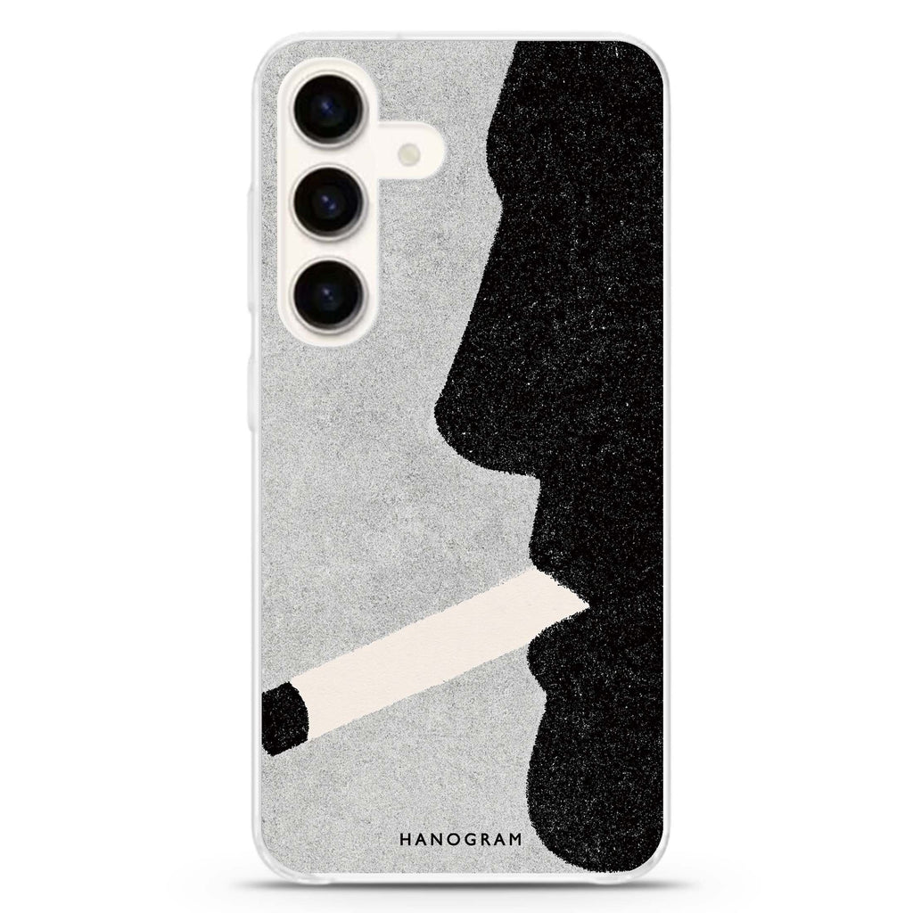 Noir Smoke Portrait Samsung Galaxy Ultra Clear Case — front view