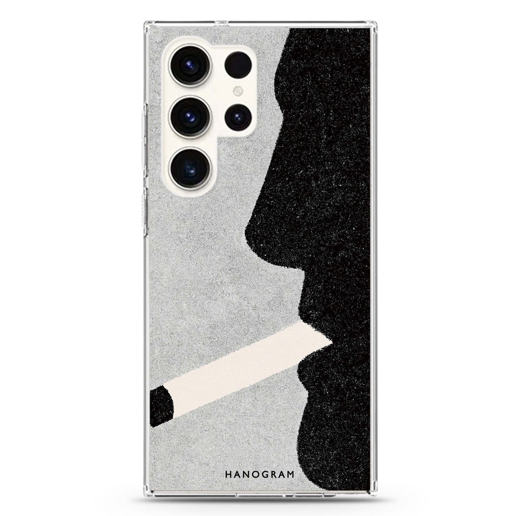 Noir Smoke Portrait Samsung Galaxy Ultra Clear Case — front view