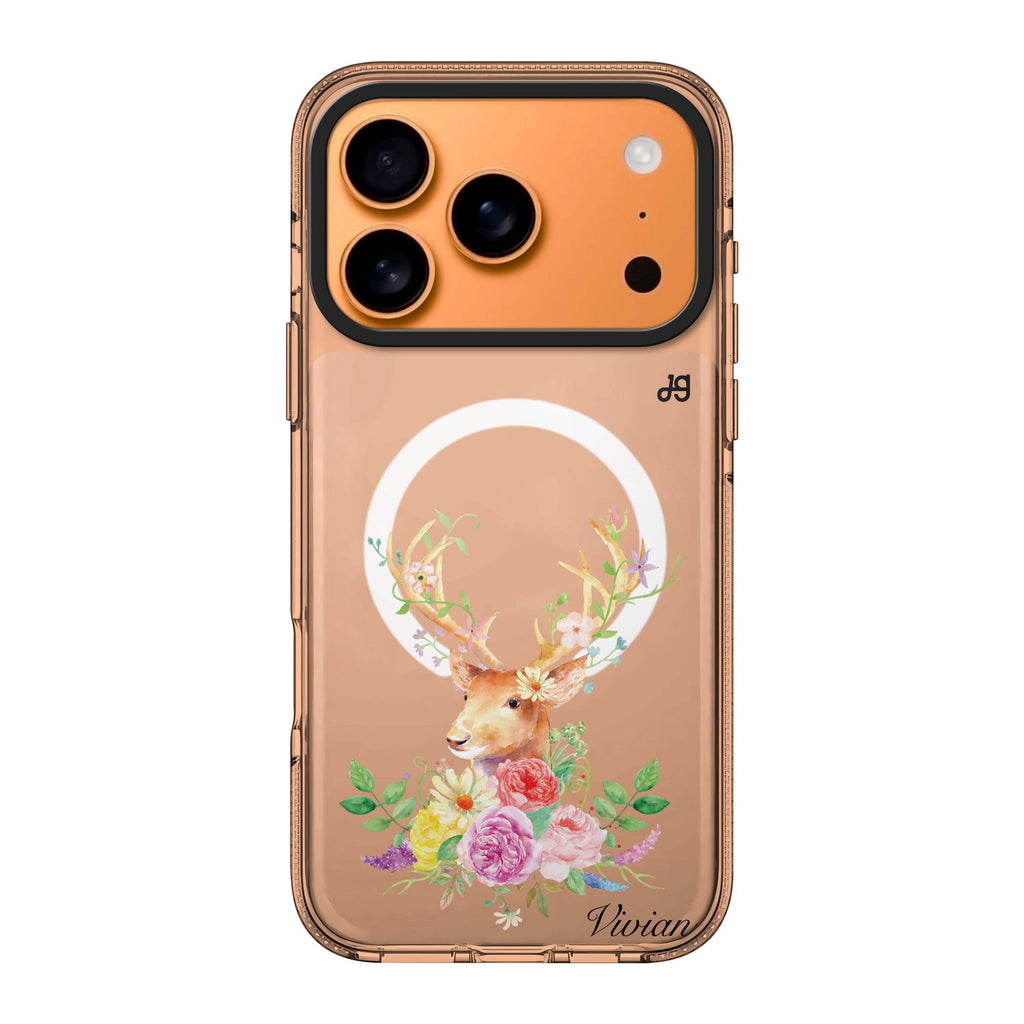 Floral & Deer personalized name deer flower animal floral iPhone 17 Pro Max ultra clear case