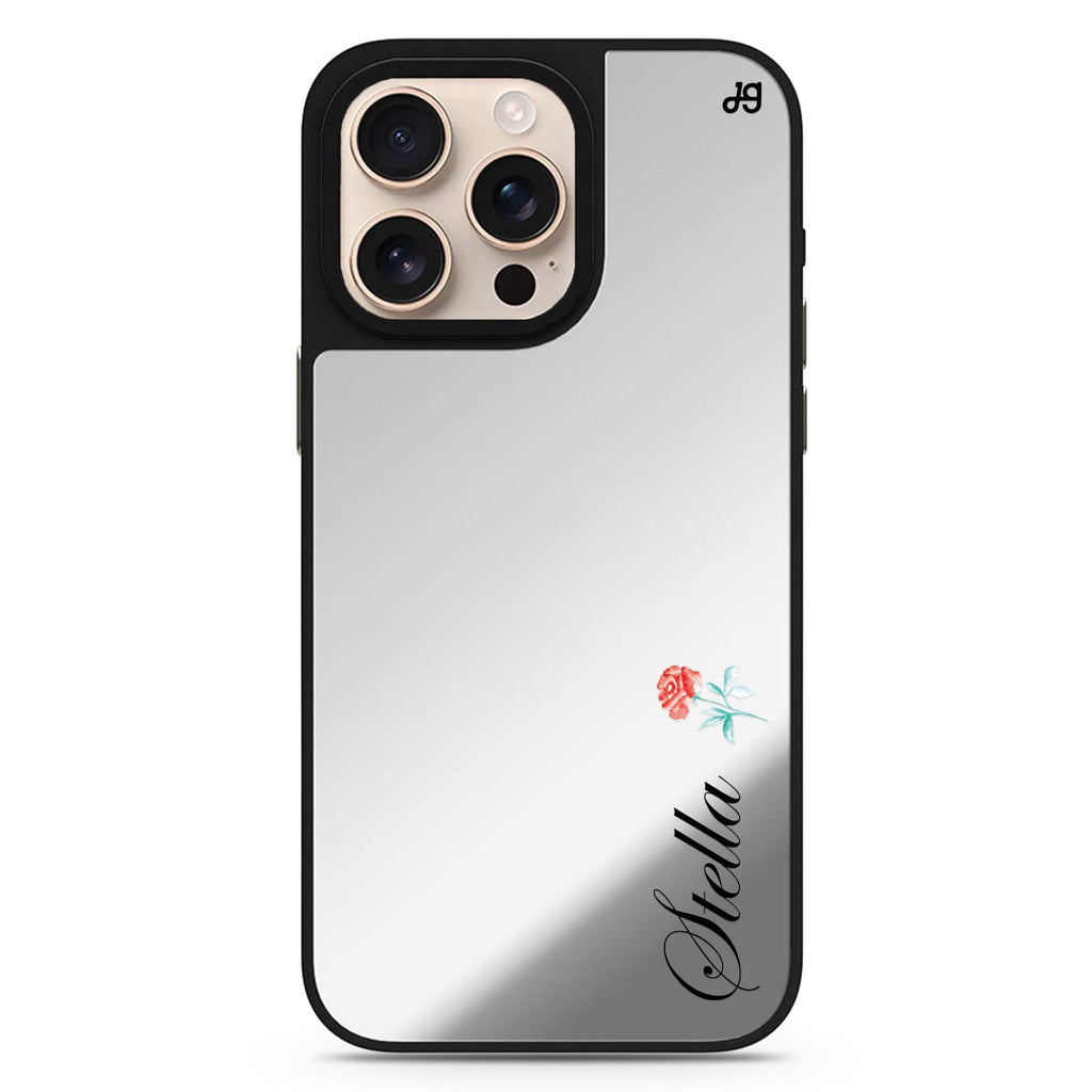 Little Flower II personalized name floral design iPhone 16/15/14 Pro Max & Pro mirror case