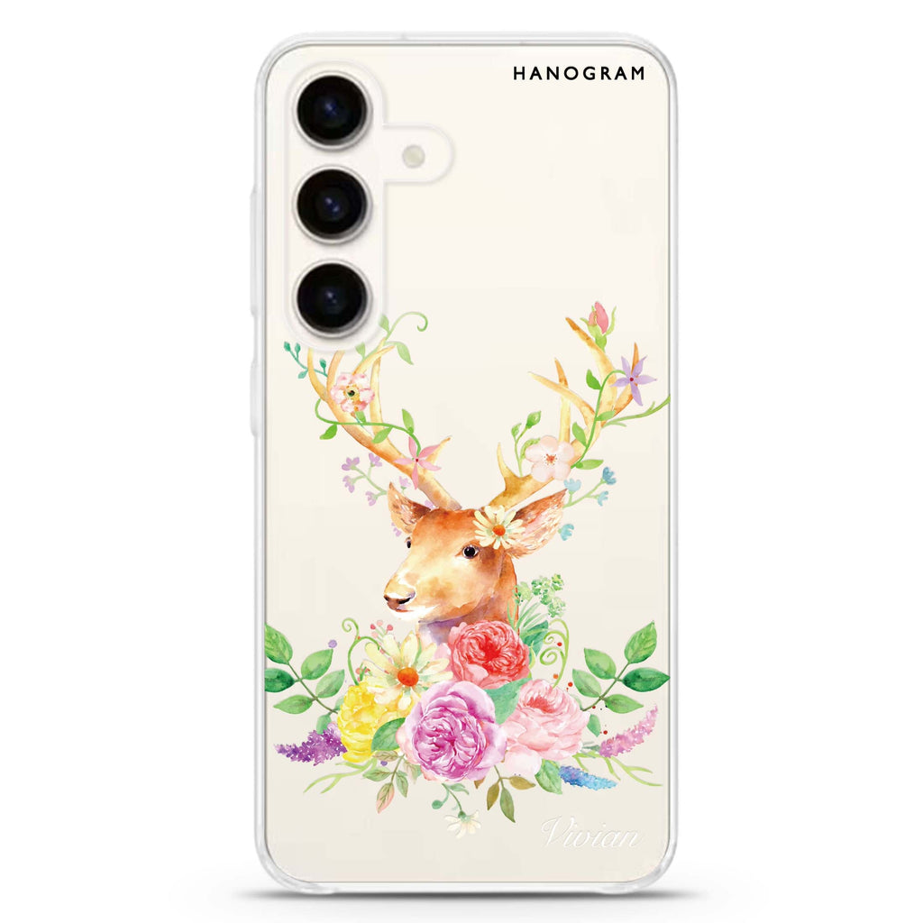 Floral & Deer Samsung Galaxy Ultra Clear Case