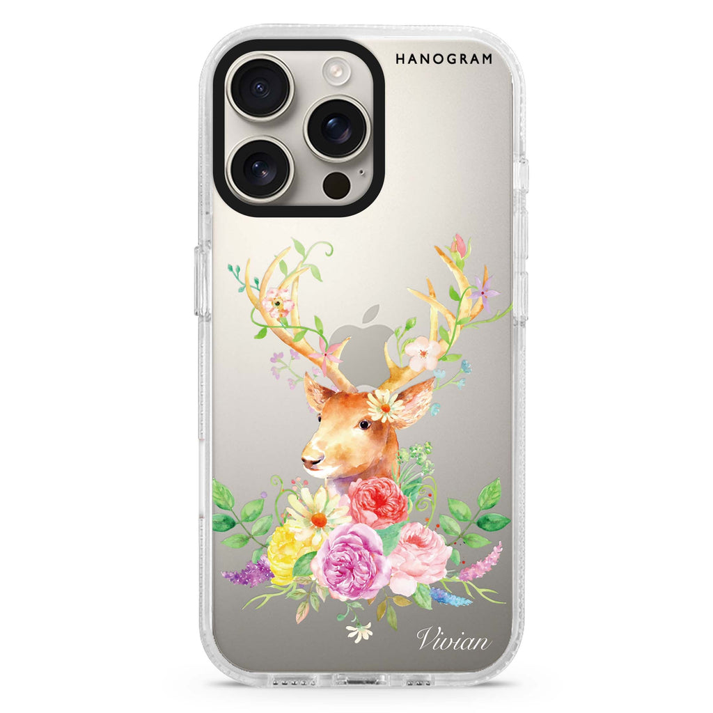 Floral & Deer iPhone 16 Pro & 16 Pro Max Case - Personalized and Stylish Protection