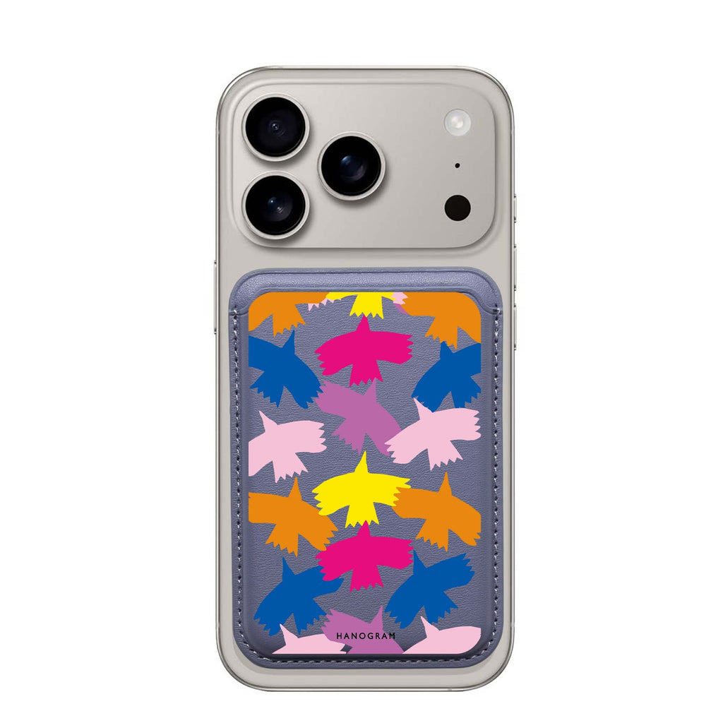 Colourful Birds MagSafe wallet for iPhone, slim magnetic card holder, main view