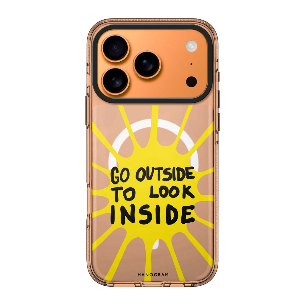 Go Outside to Look INSIDE shine typography sparkle iPhone 17 Pro Max ultra clear case