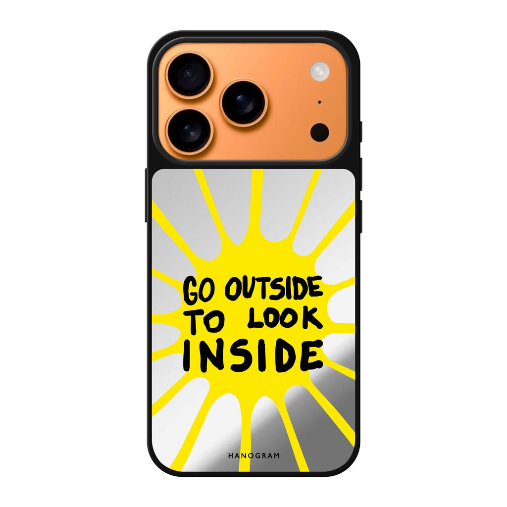 Go Outside to Look INSIDE shine typography sparkle iPhone 17 Pro Max mirror case