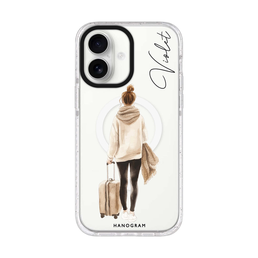Weekend Stroll personalized name iPhone 17 ultra clear MagSafe case, front product view
