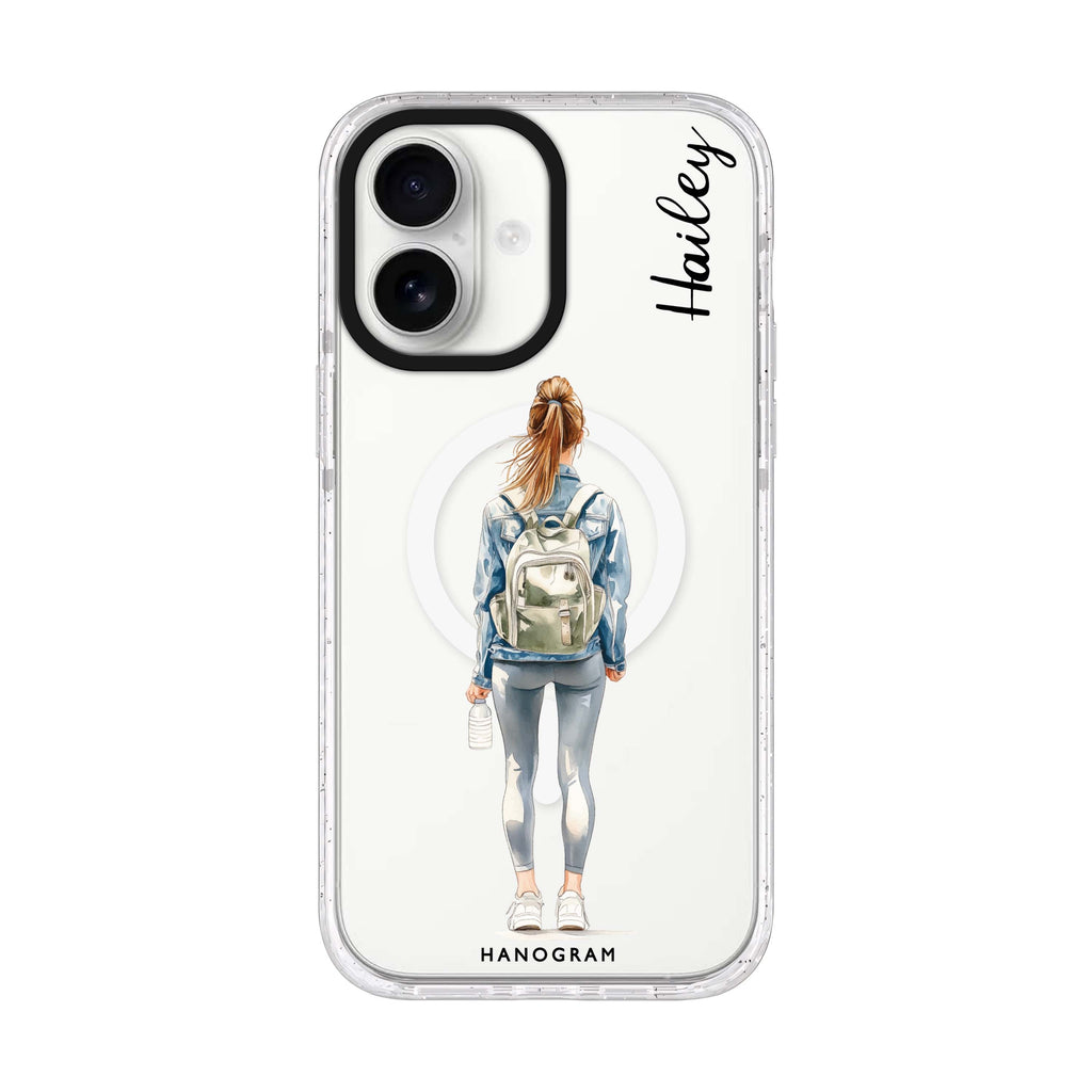 Weekend Flow personalized name iPhone 17 ultra clear MagSafe case, front product view