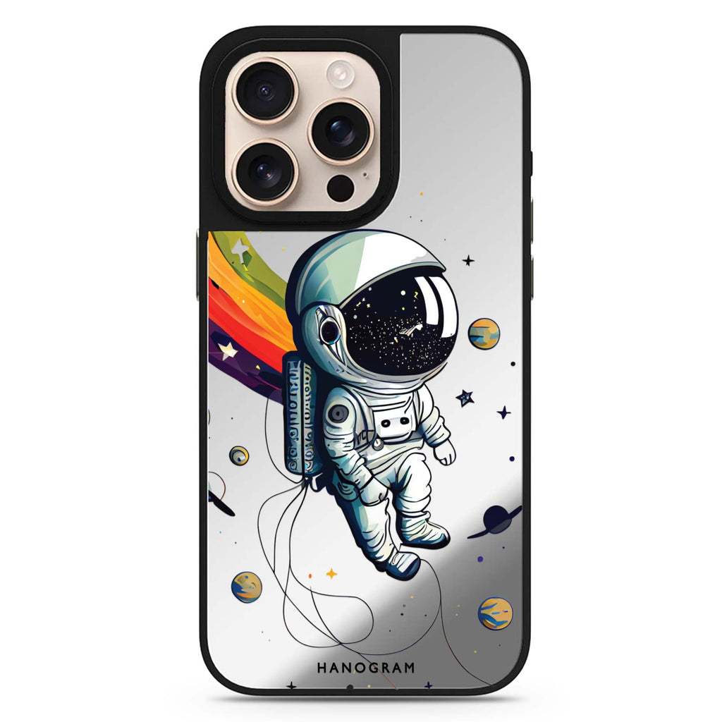 Astronaut in Rainbow cute aesthetic design iPhone 16/15/14 Pro Max & Pro mirror case