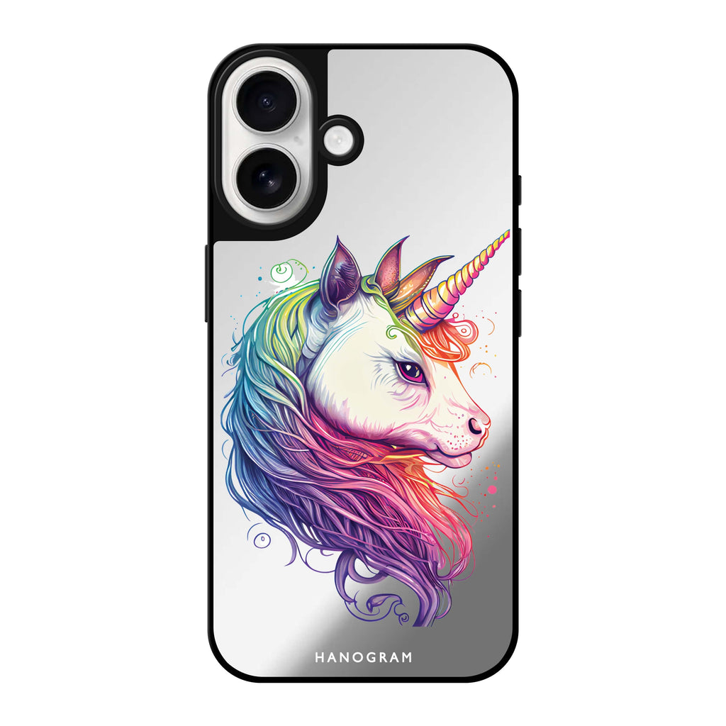 Reflective iPhone 16 Mirror Case –A unicorn Design