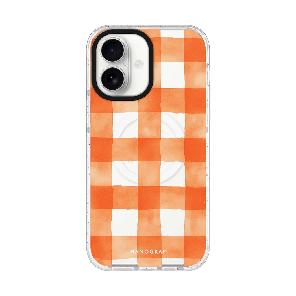 Spice Grid iPhone 17 ultra clear MagSafe case, front product view