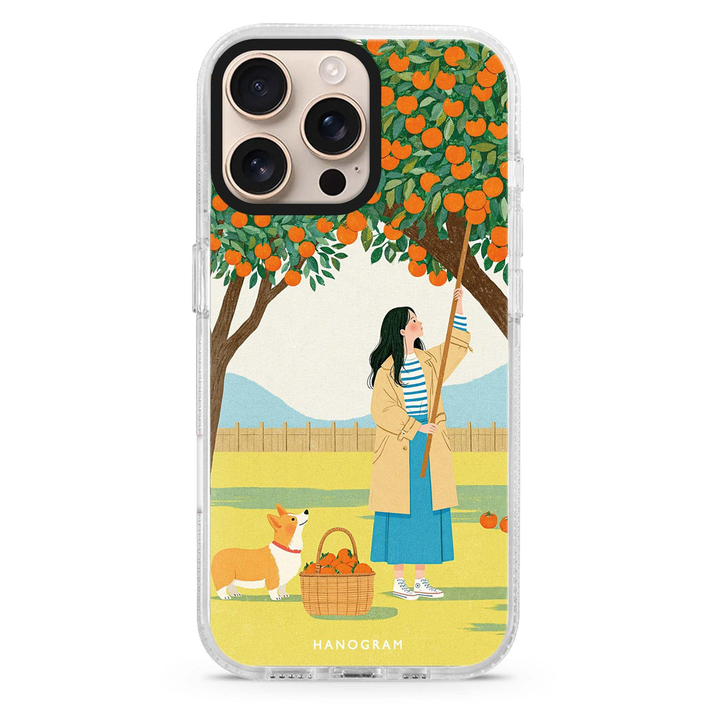 Orange Picking Afternoon iPhone 16 Pro Max Ultra Clear Case - front view