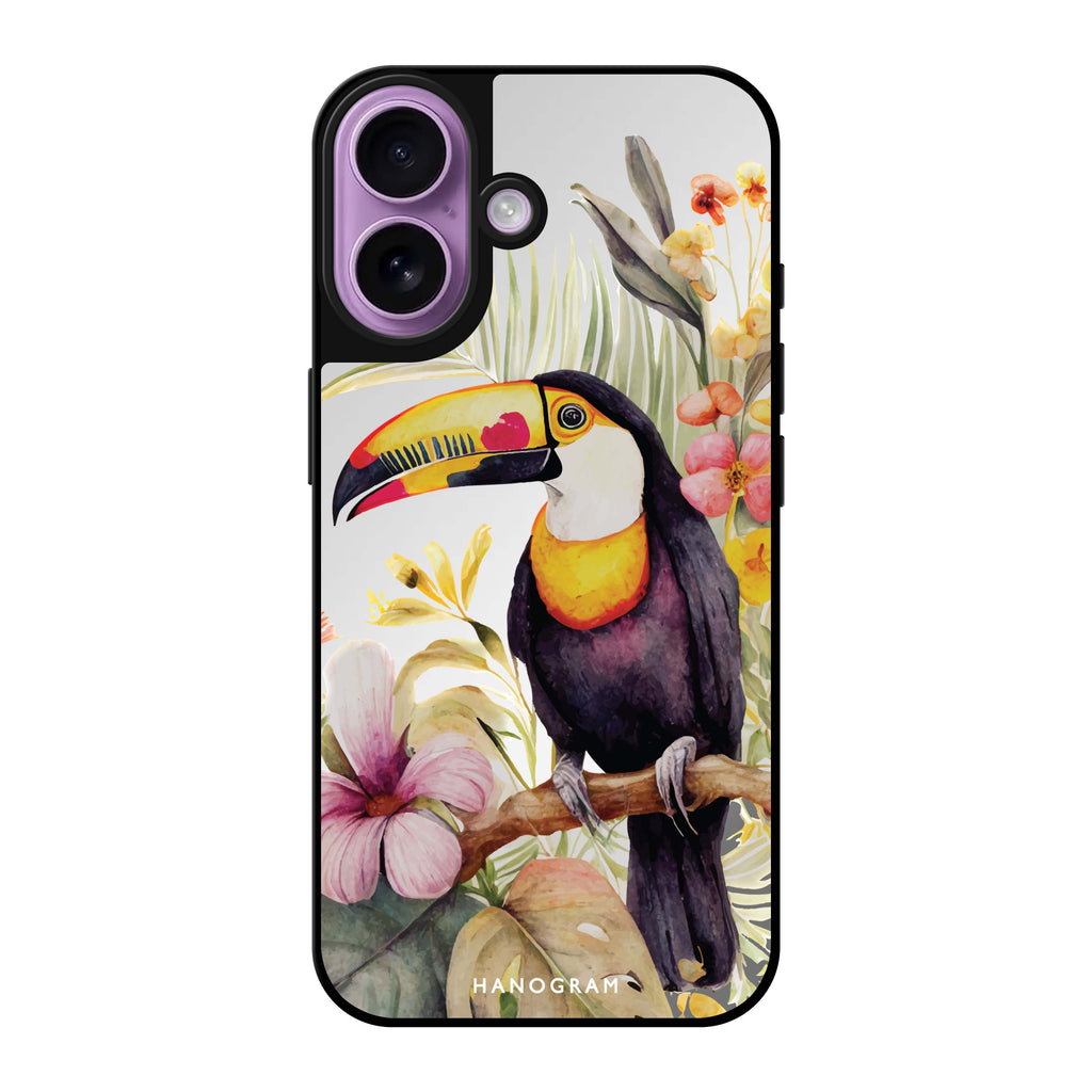 Reflective iPhone 16 Mirror Case –Tropical bird Design
