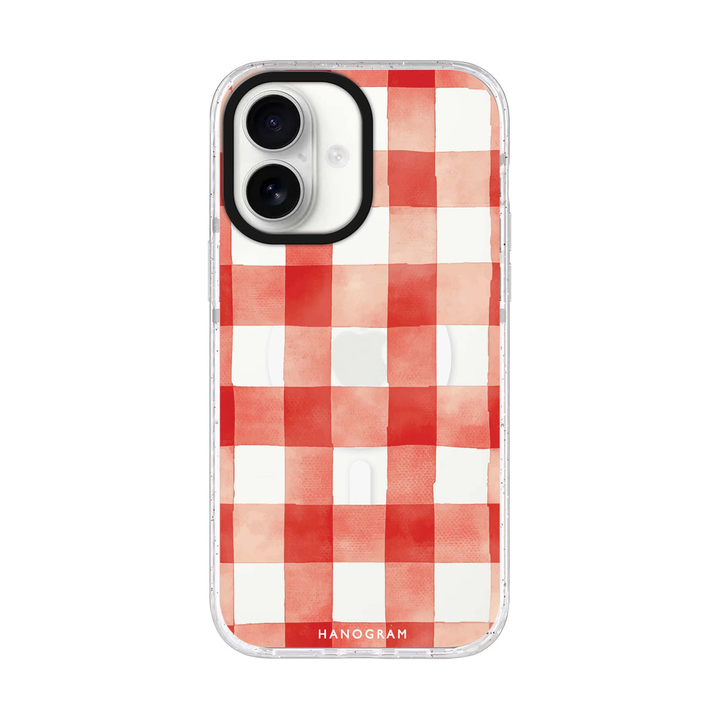 Cherry Checks iPhone 17 ultra clear MagSafe case, front product view