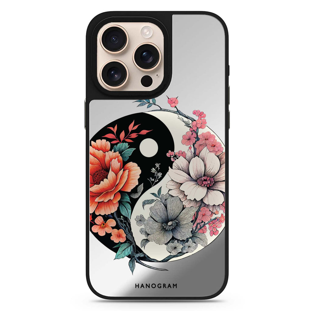Floral & Tai Chi floral design iPhone 16/15/14 Pro Max & Pro mirror case