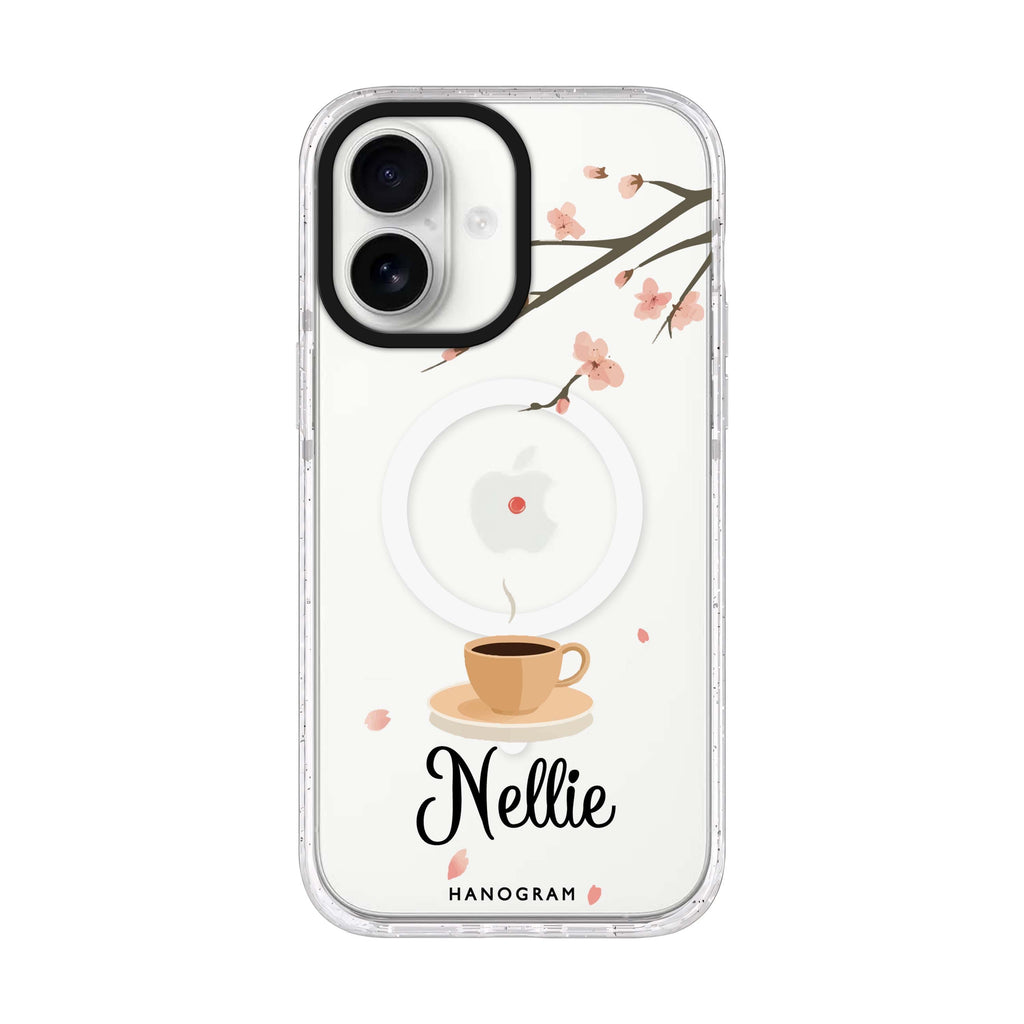 Quiet Bloom personalized name iPhone 17 ultra clear MagSafe case, front product view