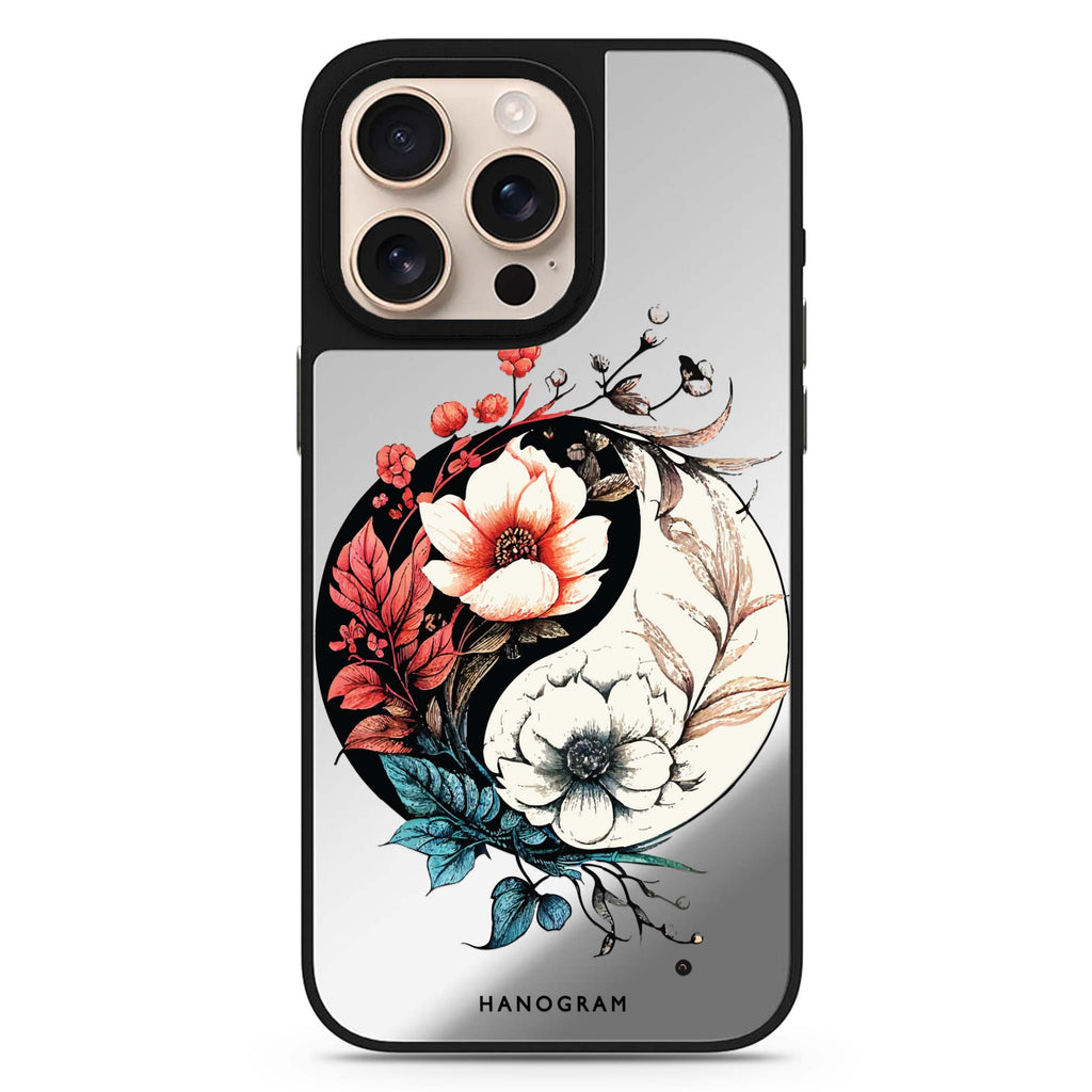Pretty Floral & Tai Chi floral design iPhone 16/15/14 Pro Max & Pro mirror case