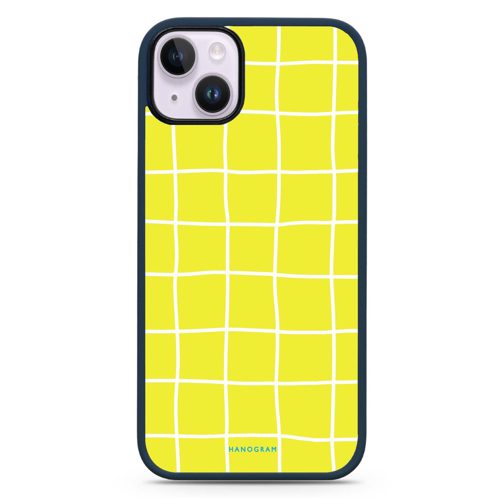 Yellow Checked Pattern iPhone 15 Impact Guard Bumper Case