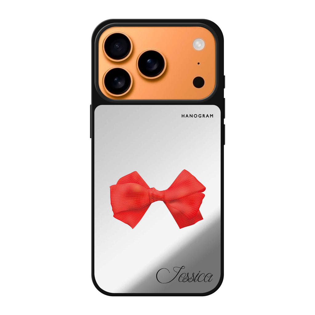 Red Bow personalized name red bow iPhone 17 Pro Max mirror case