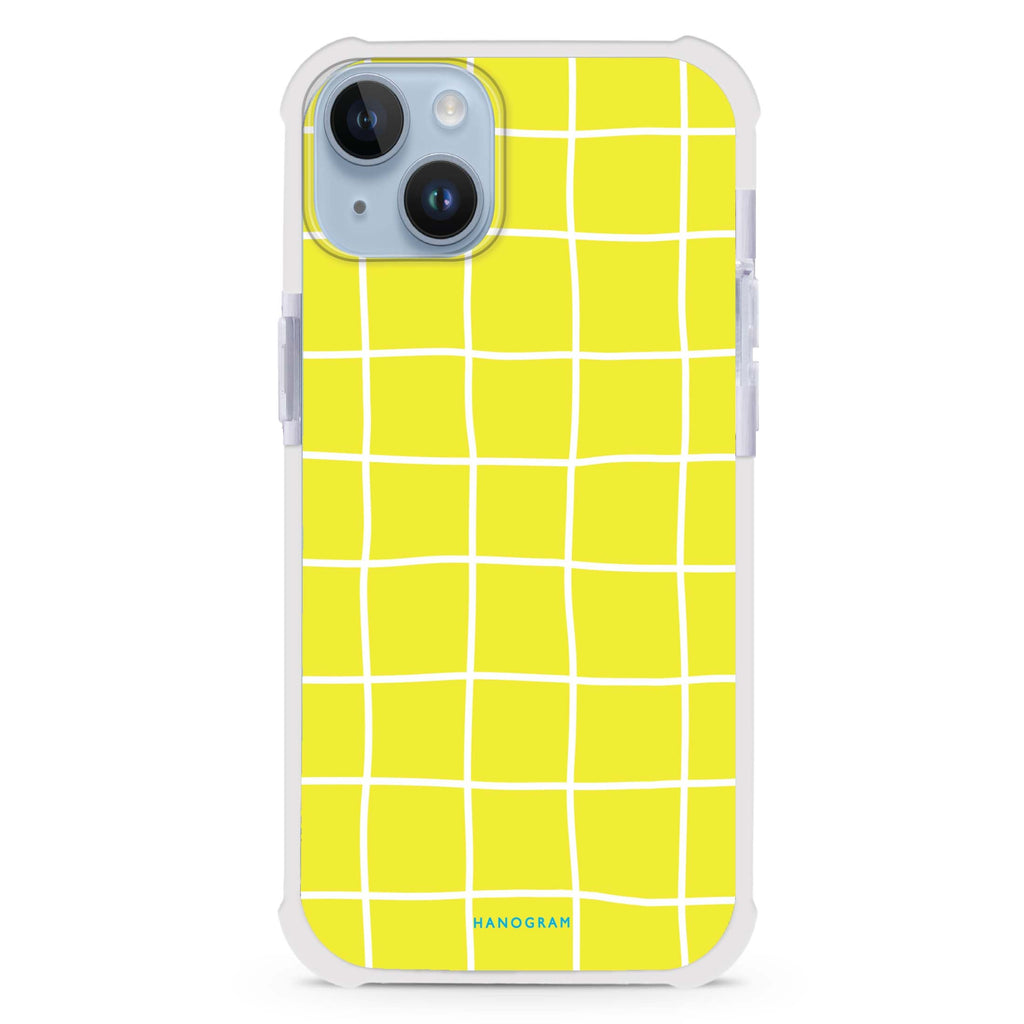 Yellow Checked Pattern iPhone 15 Plus Ultra Shockproof Case
