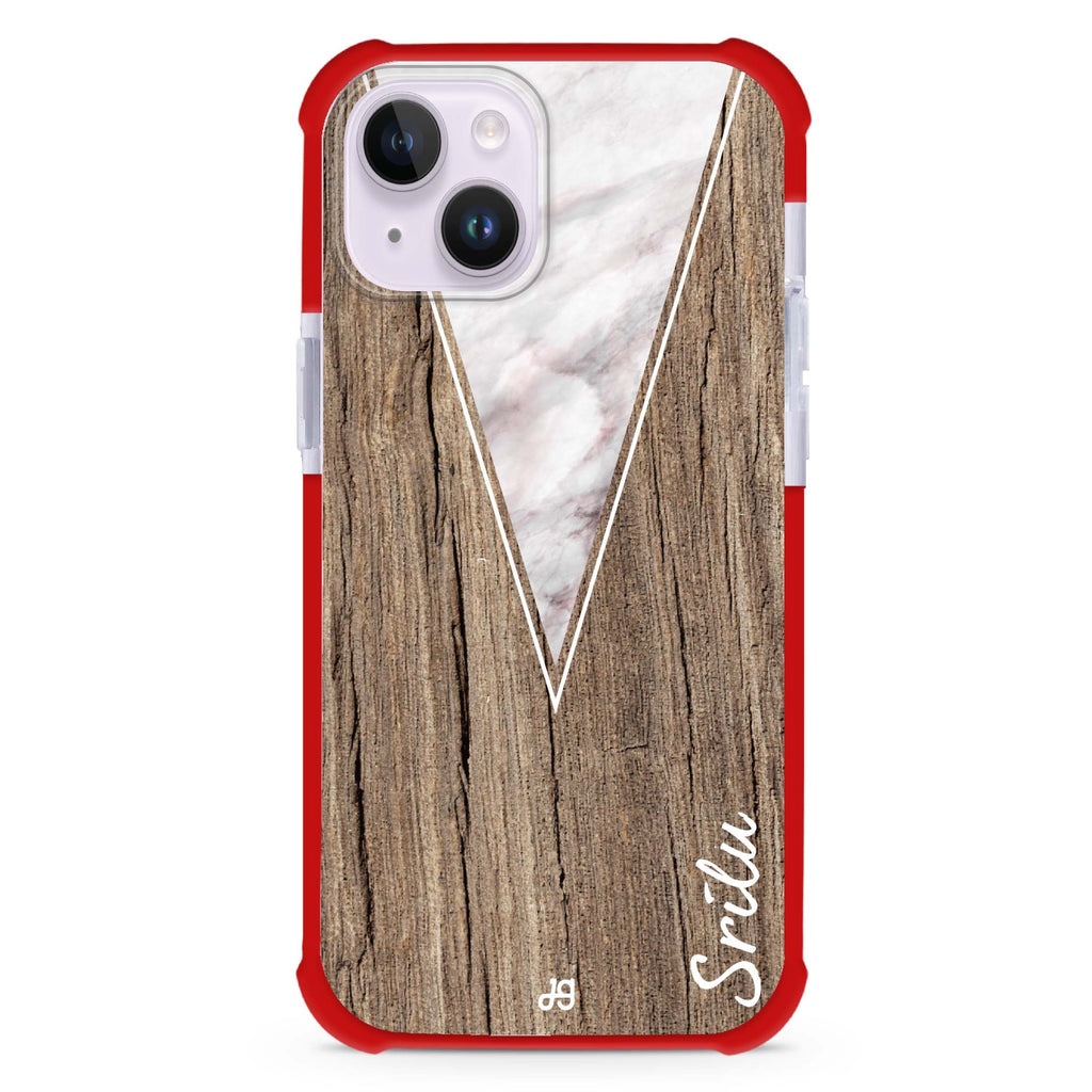 Marble & Wood II iPhone 15 Plus MagSafe Compatible Ultra Shockproof Case