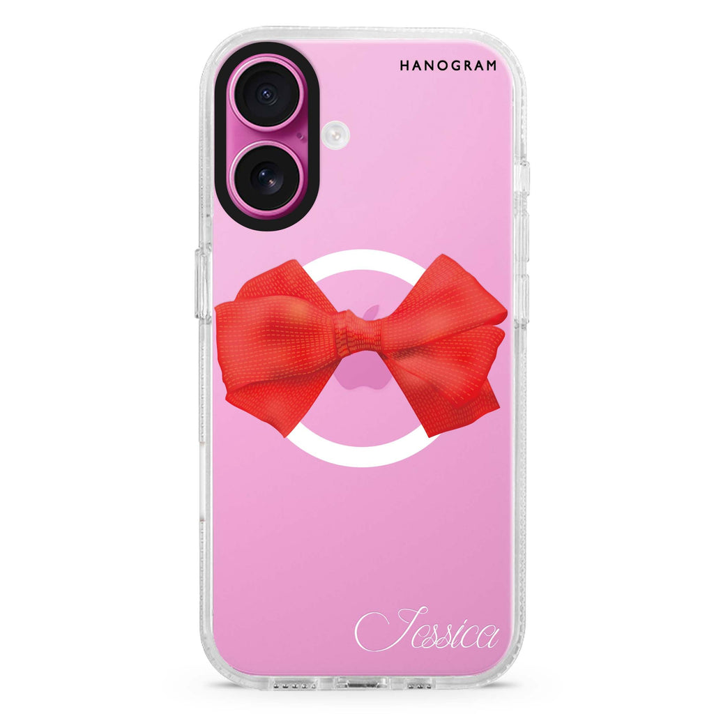 Red Bow MagSafe Compatible iPhone 16 Ultra Clear Case - Personalized and Stylish Protection