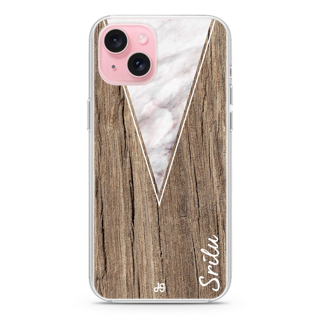 Marble & Wood II iPhone 15 Plus MagSafe Compatible Ultra Clear Case