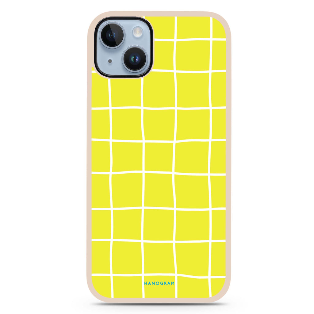 Yellow Checked Pattern iPhone 15 Plus Impact Guard Bumper Case