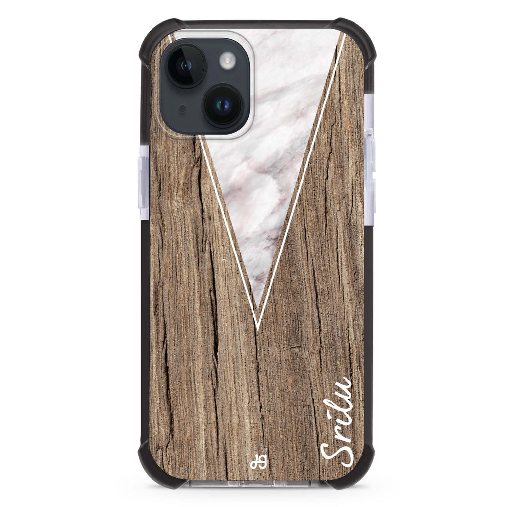 Marble & Wood II iPhone 15 Plus Ultra Shockproof Case