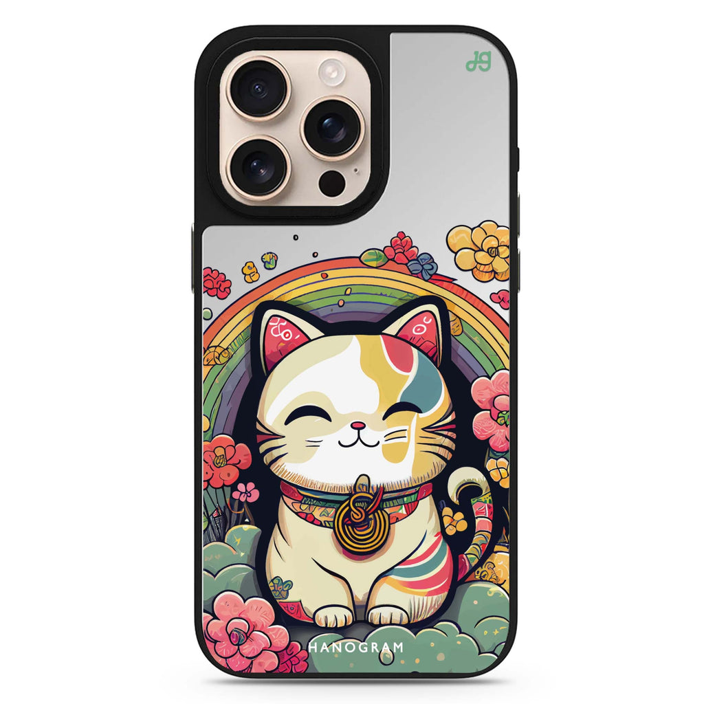 Japanese Lucky Cat cat design iPhone 16/15/14 Pro Max & Pro mirror case