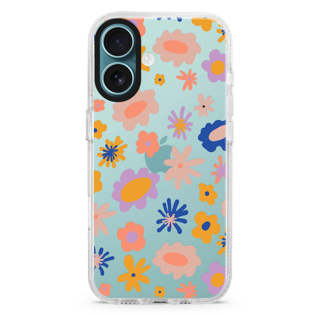 My love & pure heart iPhone 16 and 16 Plus ultra clear case, transparent artistic artwork, front product view