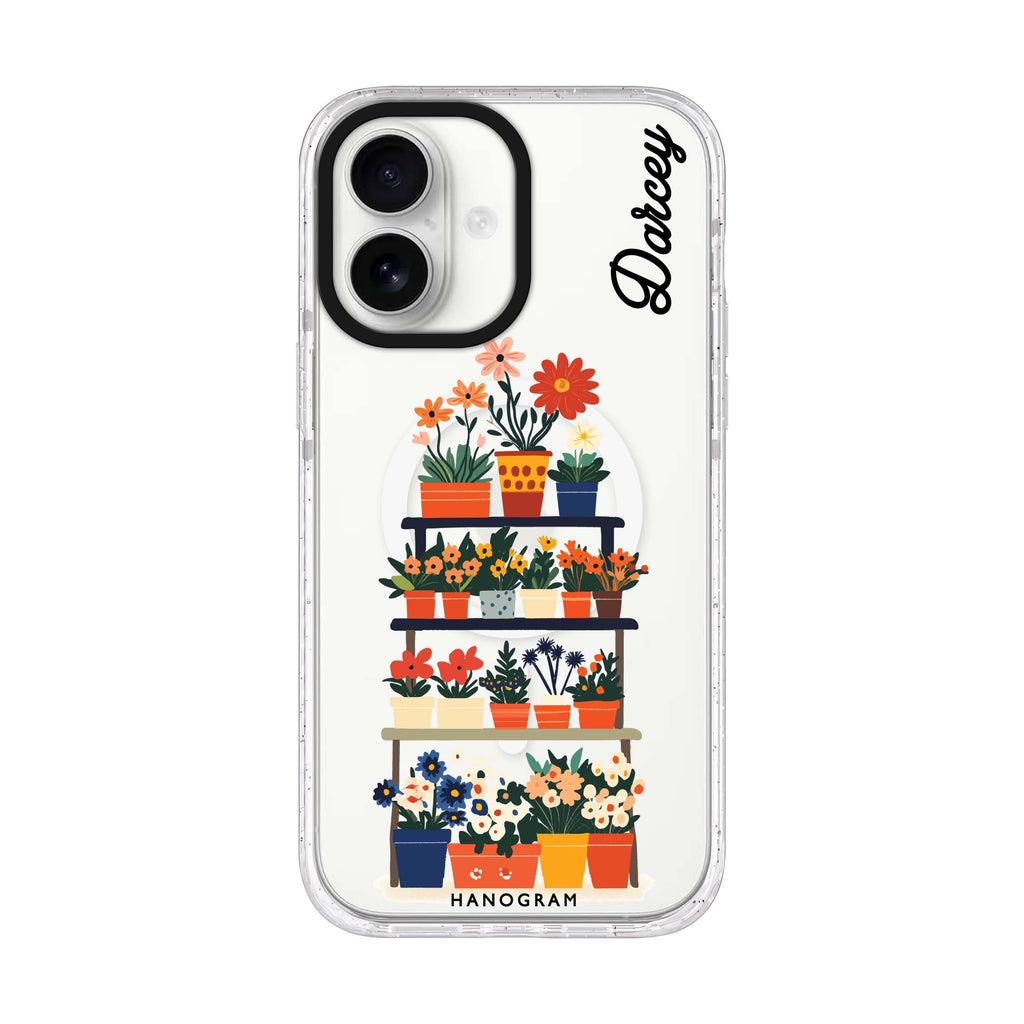 Flora Stack personalized name iPhone 17 ultra clear MagSafe case, front product view