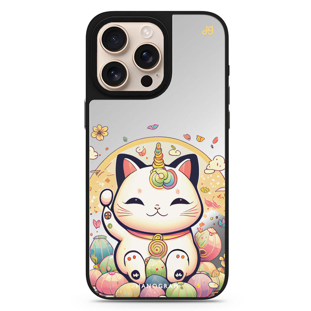 Cute Lucky Cat cat design iPhone 16/15/14 Pro Max & Pro mirror case