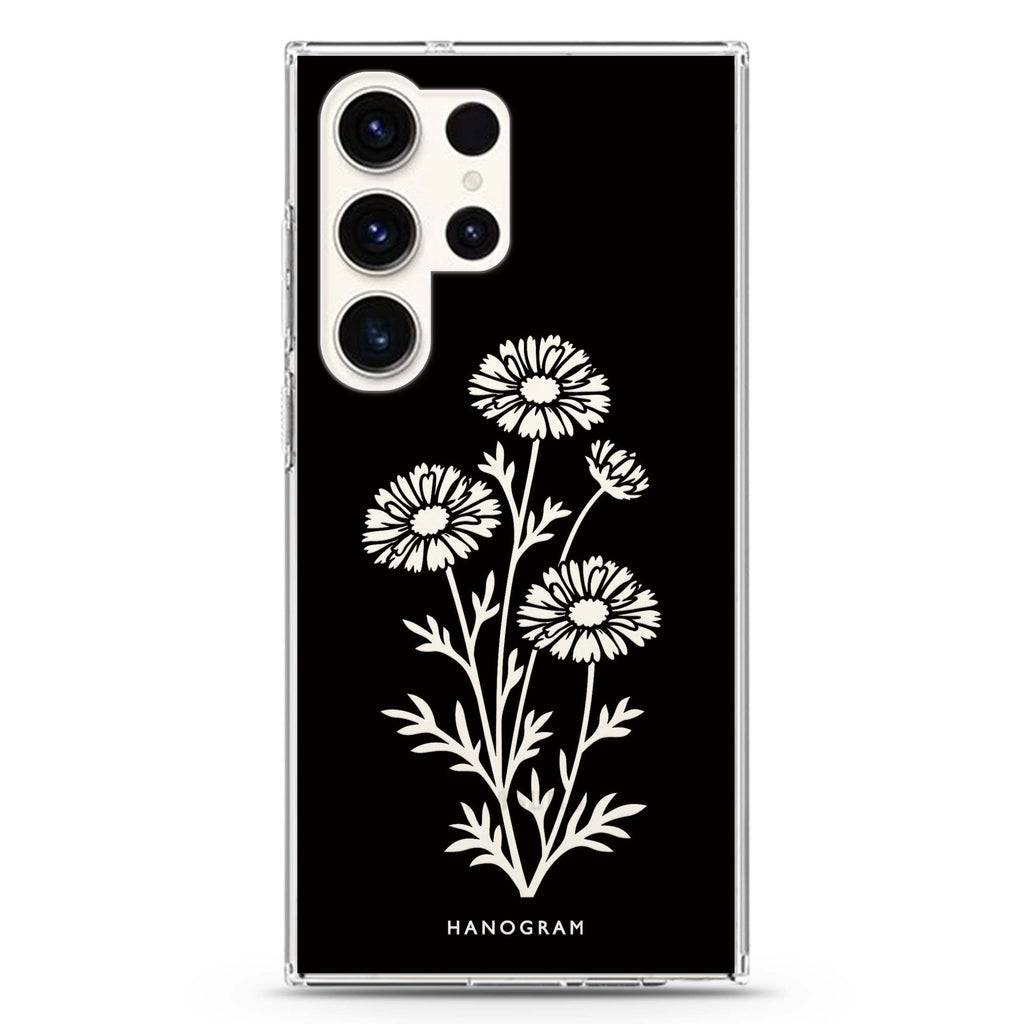 Chalk Daisy Stems Samsung Galaxy Ultra Clear Case — front view