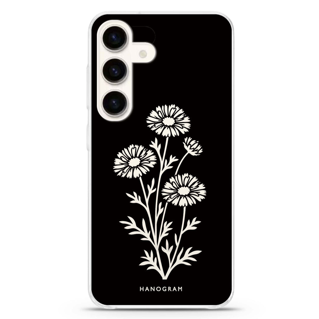 Chalk Daisy Stems Samsung Galaxy Ultra Clear Case — front view