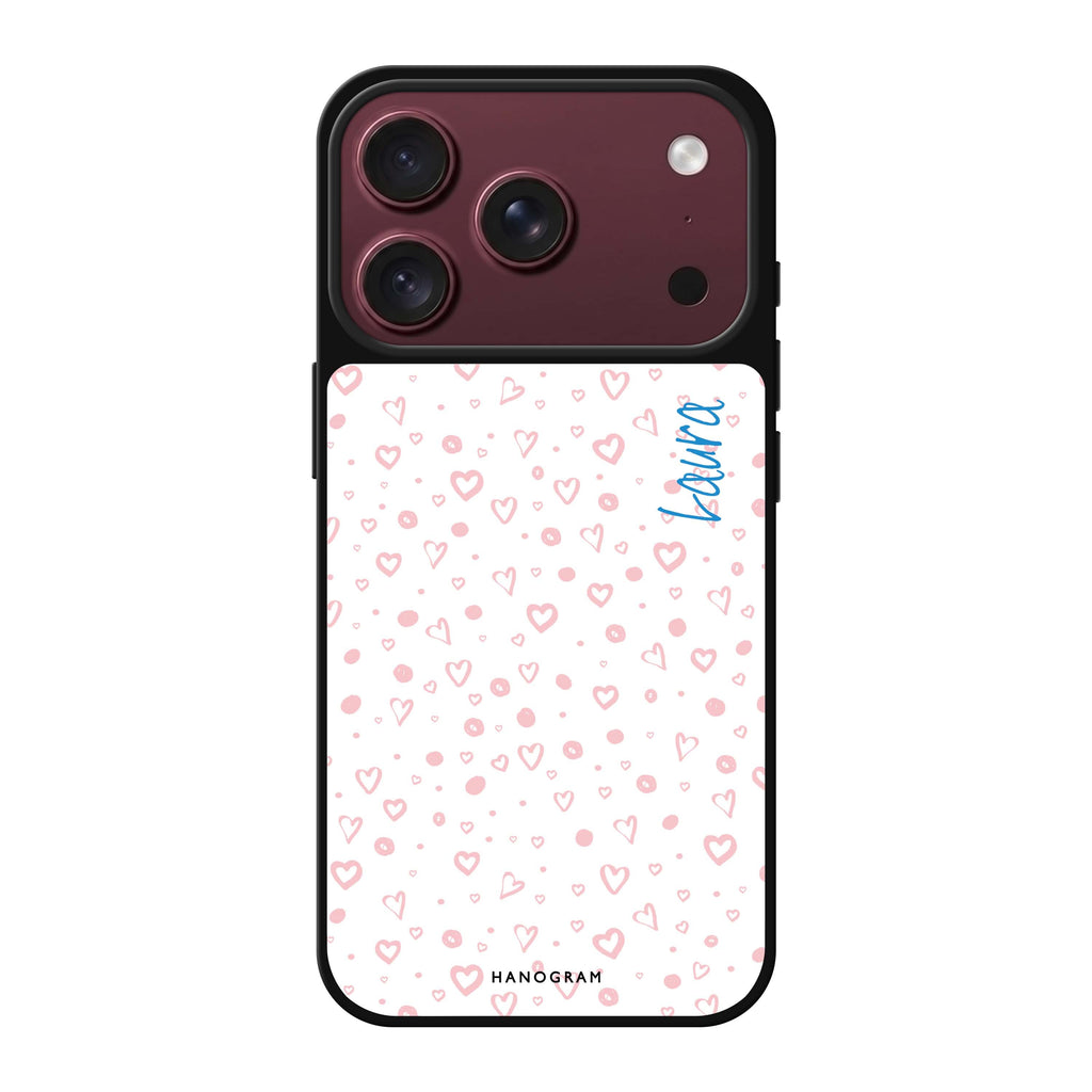 Pinky Hearts personalized name valentines heart romantic iPhone 18 Pro Max mirror case