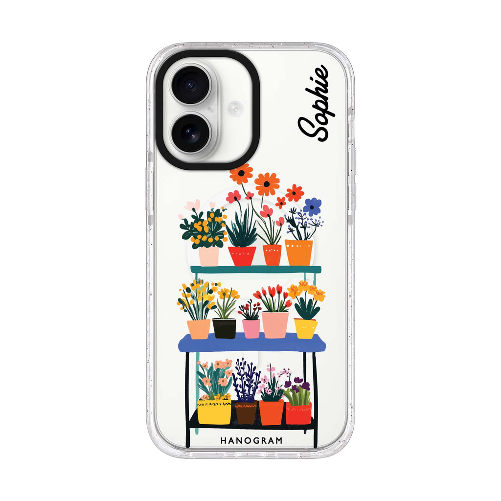 Petal Pop Style 2 personalized name iPhone 17 ultra clear MagSafe case, front product view