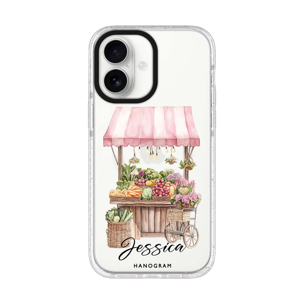 Blush Market personalized name iPhone 17 ultra clear MagSafe case, front product view