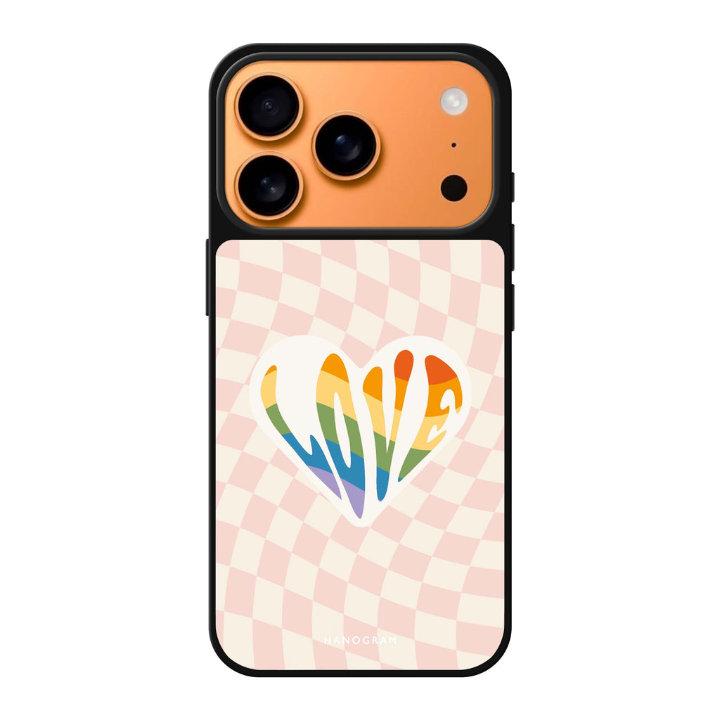 Rainbow LOVE multicolor valentines heart romantic iPhone 17 Pro Max mirror case