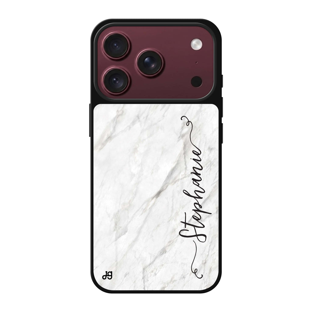 Vertical Cursive & Marble Sleek personalized name marble typography iPhone 18 Pro Max mirror case