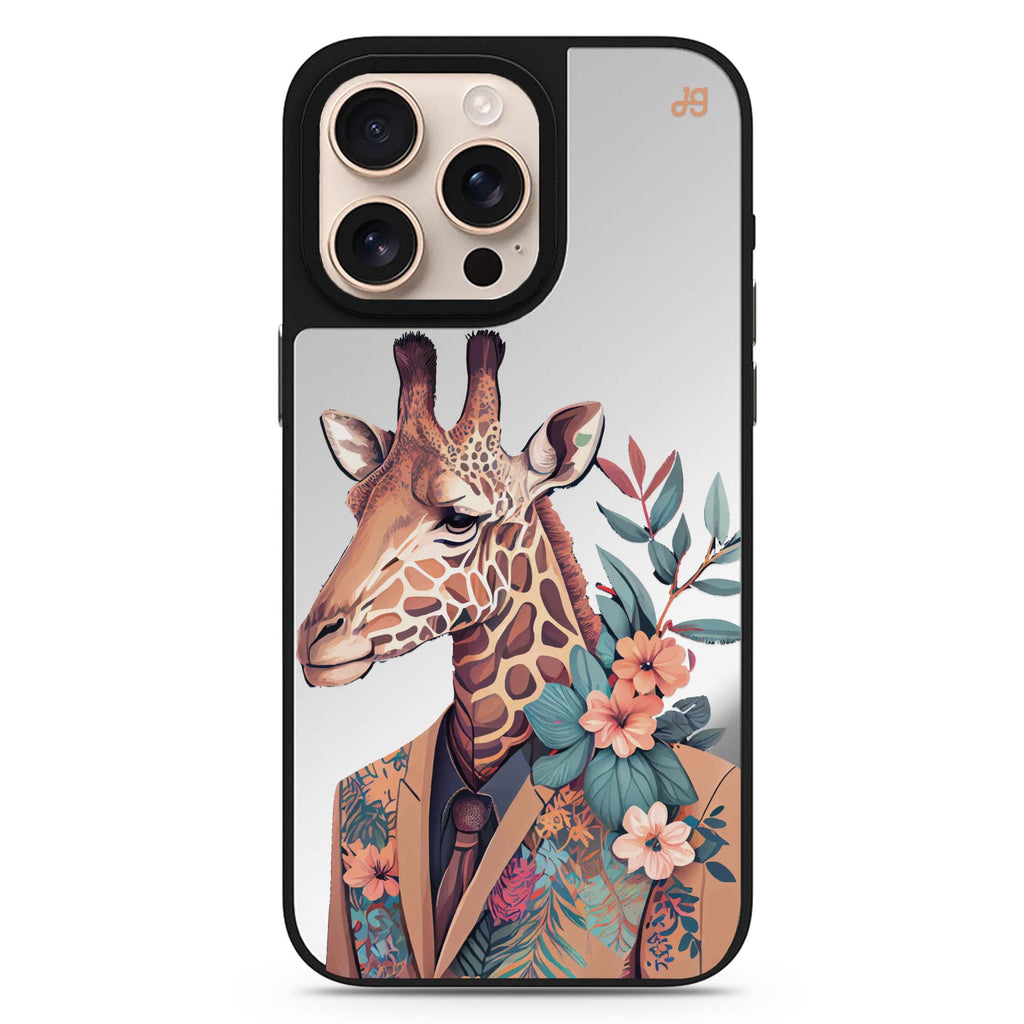 Giraffe & Floral Design 1 animal design iPhone 16/15/14 Pro Max & Pro mirror case