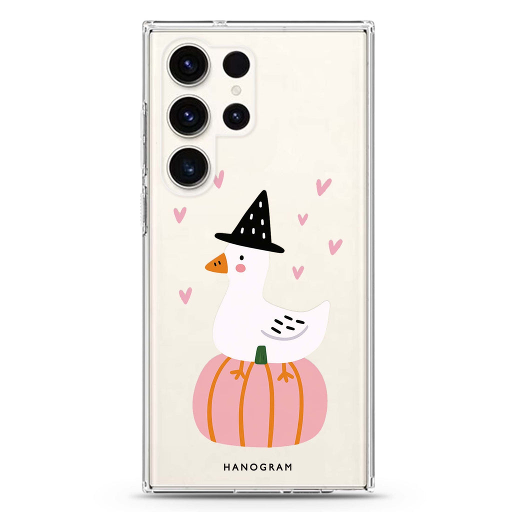 The Pumpkin Perch Goose Samsung Galaxy Ultra Clear Case — front view