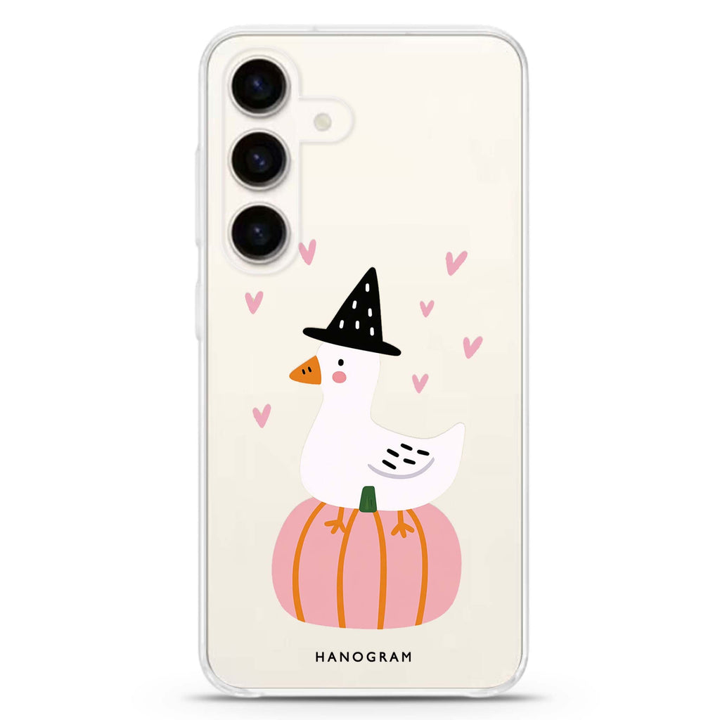 The Pumpkin Perch Goose Samsung Galaxy Ultra Clear Case — front view