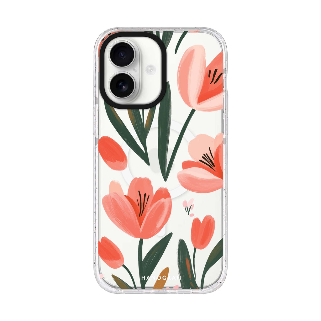 Tulip Joy iPhone 17 ultra clear MagSafe case, front product view