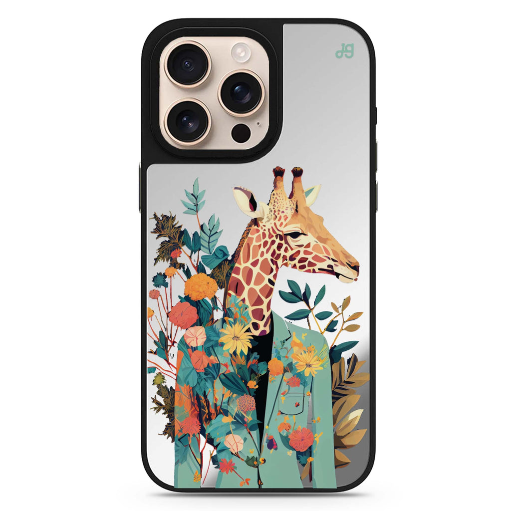 Giraffe & Floral Design 2 animal design iPhone 16/15/14 Pro Max & Pro mirror case