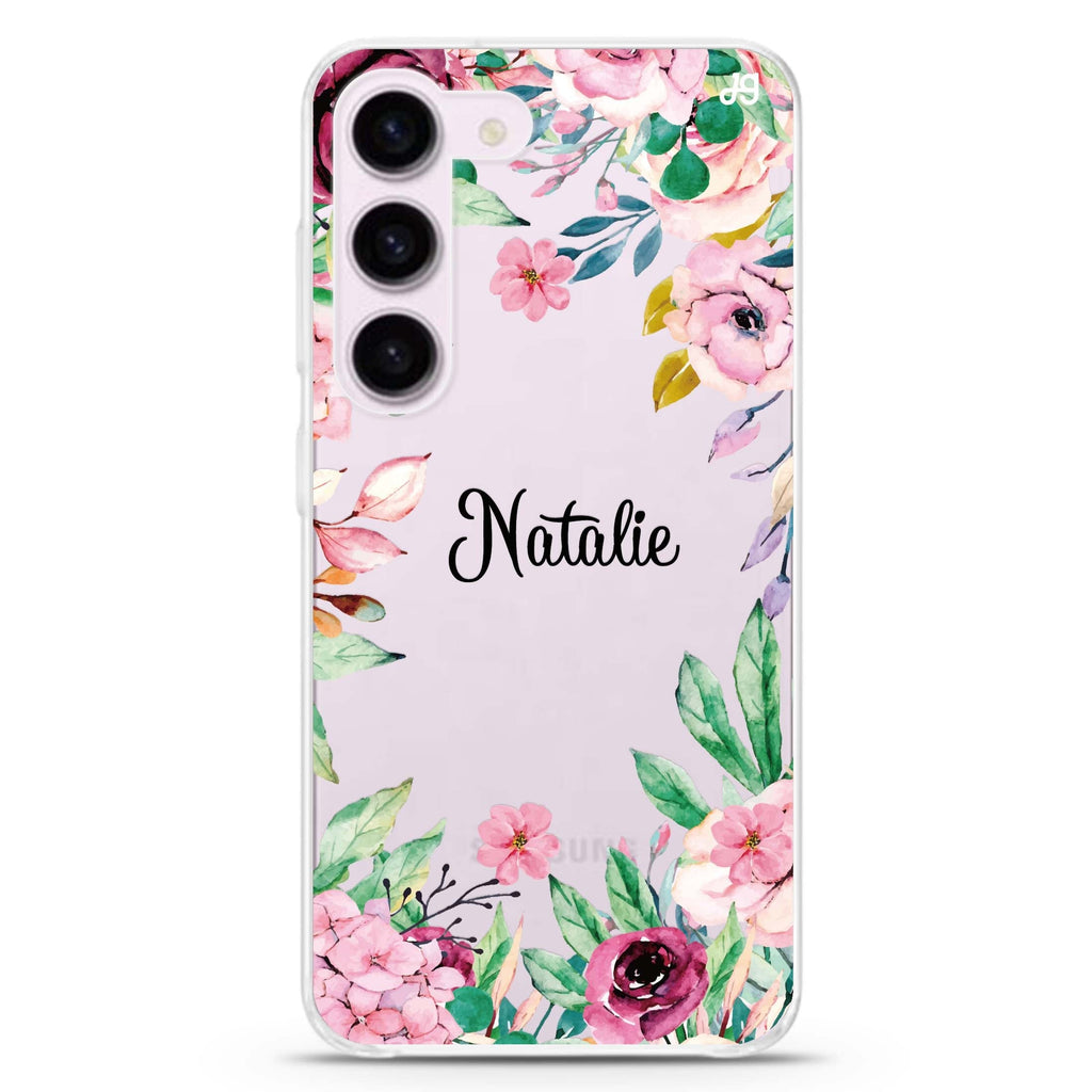Floral Dream II personalized ultra-clear case for Samsung Galaxy S23/S22, front view