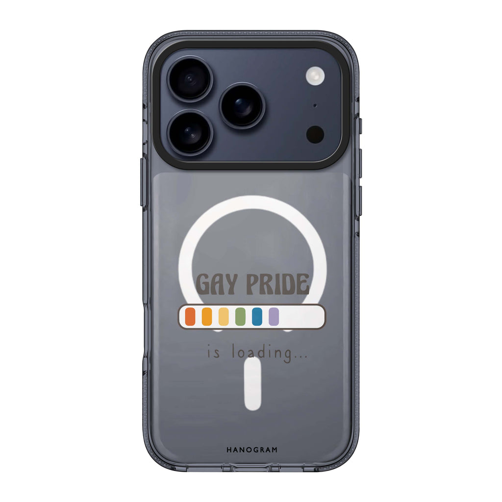 Gay Pride is loading multicolor typography iPhone 17 Pro Max ultra clear case