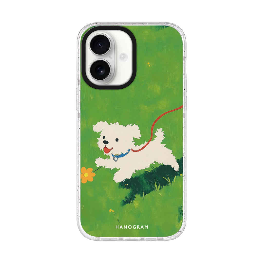 Puppy Pop iPhone 17 ultra clear MagSafe case, front product view