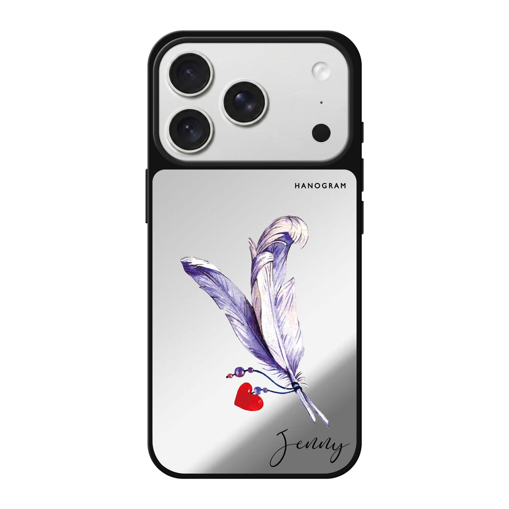 Feather personalized name bird animal iPhone 18 Pro Max mirror case